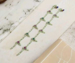 Silver Anklets with Gem Accents