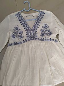 Embroidered V-Neck Top