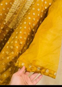 Pretty Yellow Organza Kurti Set