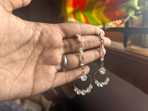 Elegant Gold Tone Circle Drop Earrings