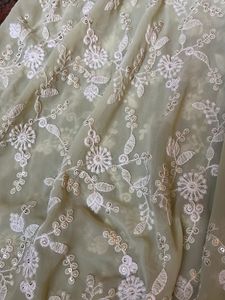 Chikankari Full Flare Gown With Middle Slit