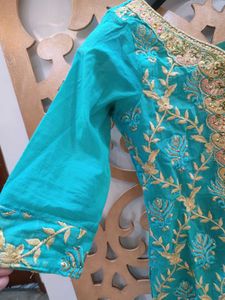 Teal Embroidered Kurti