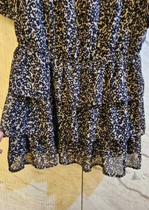 Mango Navy Blue Printed Flare Dress
