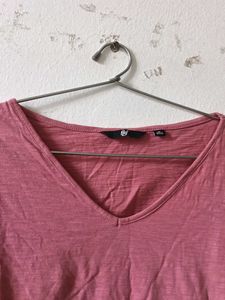 Rose V-Neck Tee with Lace Detail