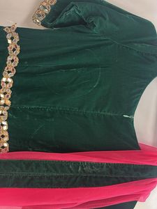 Emerald Green Velvet Anarkali Suit