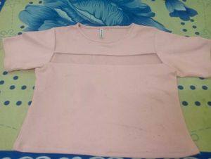 Pink Cutout Short Sleeve Tee