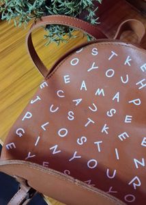 Brown Letter Print Backpack