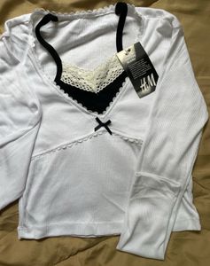 Lace Trim Bow Tie Crop Top