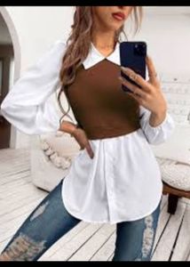 Stylish Brown &amp; White Top