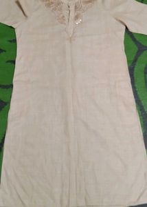 Light Gold Embroidery Kurta