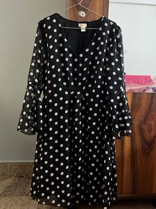 Polka Dot Flared Sleeve Dress