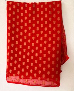 Elegant Red Printed Saree