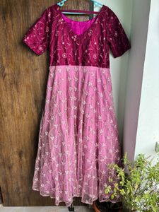 Elegant Pink &amp; Purple Ethnic Gown