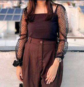 Square Neck Black Top