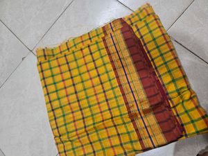 Yellow Checked Saree