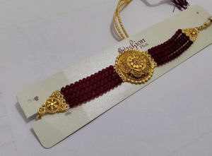 Elegant Maroon &amp; Gold Choker