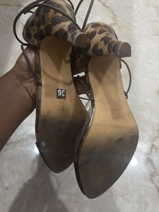 Animal Print Size 3 Heels With Tie Knots