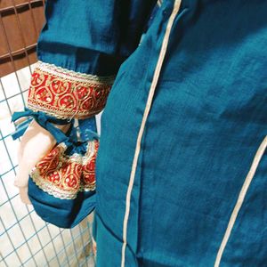 Teal Embellished dhoti Kurta Set