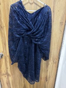 Elegant Blue Sequin Party Dress