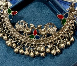 Silver Peacock Jhumka Earrings