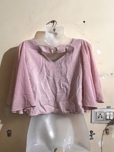Cute Pink Flutter Sleeve Top