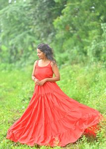 Red Tiered Long Gown Freel Dress...pre-wedding