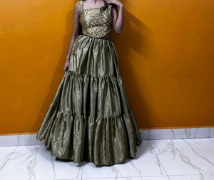Mirror Work Blouse With Flared skirt