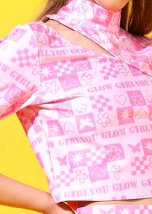 Pink Patterned Crop Top