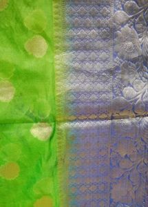 Green Saree With Blue Border 💚💙