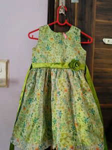 Floral Dress with Green Sash