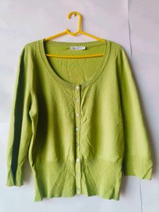 lime green vintage pinteresty button-up cardigan
