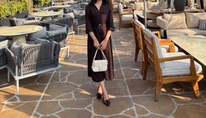 Elegant Brown Shirt Dress with Belt