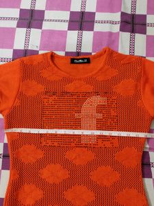 Orange Woolen Top For Winter