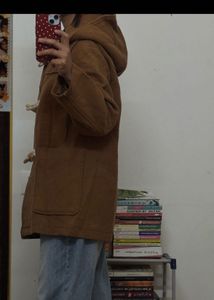 Brown Hooded Toggle Coat
