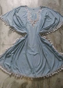 Cute Blue & White Kaftan Dress