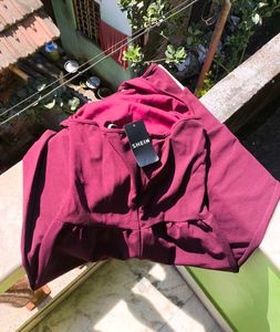 Burgundy Wide Jumpsuit size- L