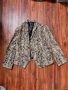 Snake Print Cropped Blazer