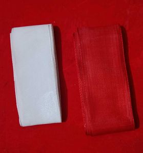 White and red ribbon hair accessories