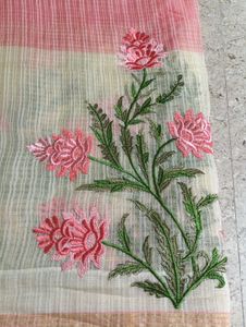 Elegant Pink Embroidered Saree