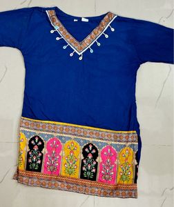 Boho Blue Print Tunic Top