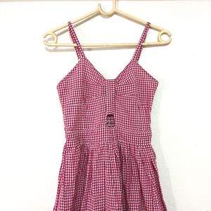 Pink Ghingam Cotton Maxi Dress