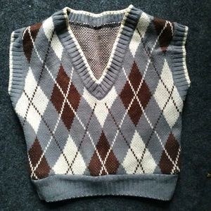 Argyle Knit Sweater Vest