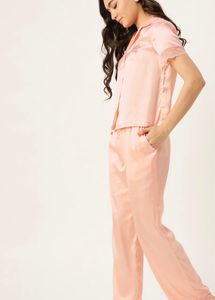 Women Peach Coloured Night Suit Set