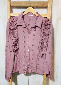 Cute Tan colour Eyelet Shirt size-38