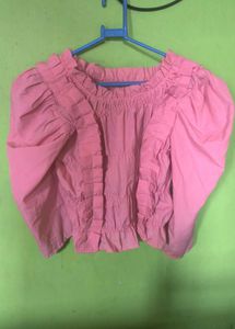 Pink Ruffle Sleeve Top