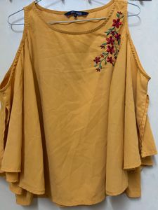 Yellow Cold Shoulder Top