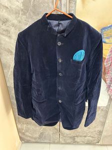 Stylish Navy Blue Velvet Jacket