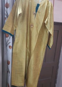 Beautiful Mustard Cotton Silk Kurta