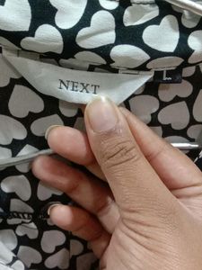 White And Black Hearts Top Full Sleeves Shirt