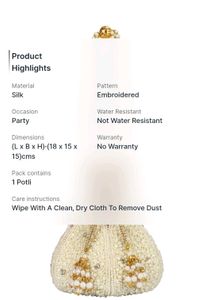 Elegant Pearl Potli Clutch /Exclusive Party Bag